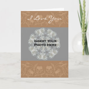 I Love You Sepia Floral Border Photo Card