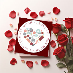 I Love You Sew Much Sewing Theme Holiday Card