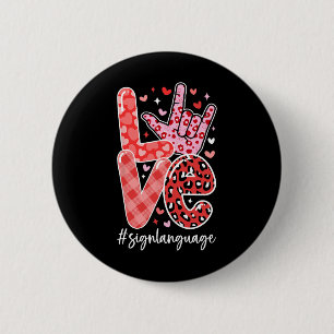 I Love You Sign Language Asl Valentine's Day Deaf  6 Cm Round Badge