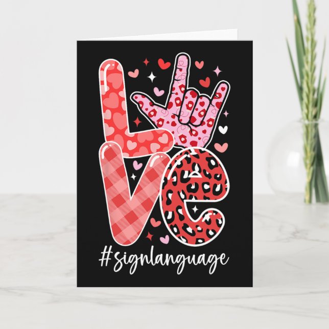 I Love You Sign Language Asl Valentine's Day Deaf  Card (Front)