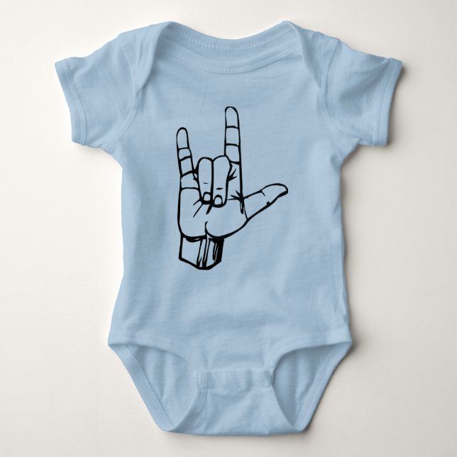 I Love You Sign Language Baby Bodysuit (Front)