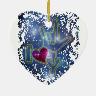 I LOVE YOU / sign language Ceramic Tree Decoration