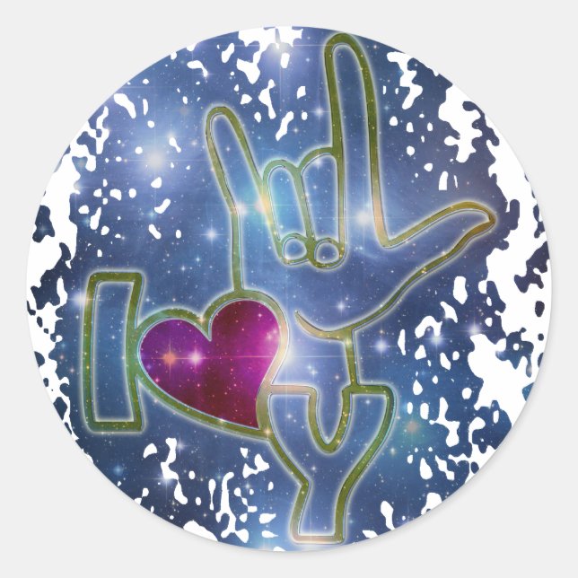 I LOVE YOU / sign language Classic Round Sticker (Front)
