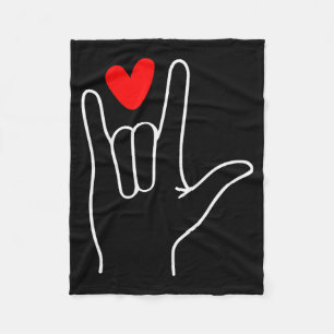 I Love You Sign Language Cute Happy Valentine’s Da Fleece Blanket