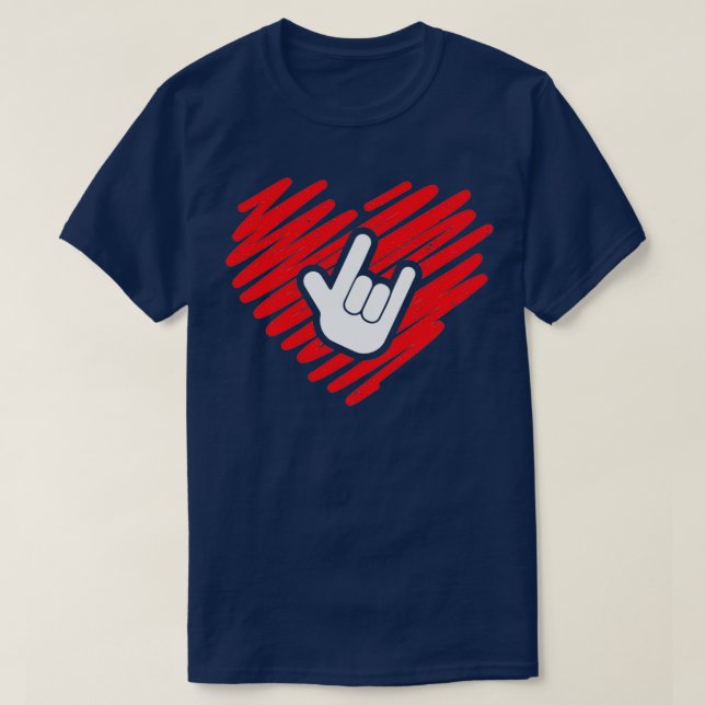 I love you sign language deaf and deafmute gift T-Shirt (Design Front)
