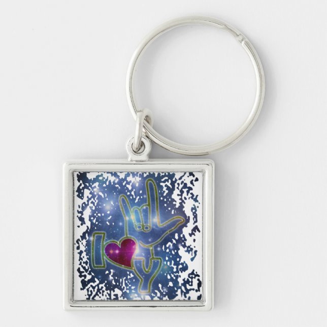 I LOVE YOU / sign language Key Ring (Front)