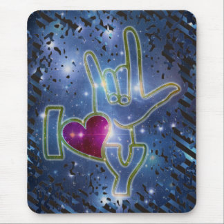 I LOVE YOU / sign language | universe stripes Mouse Pad