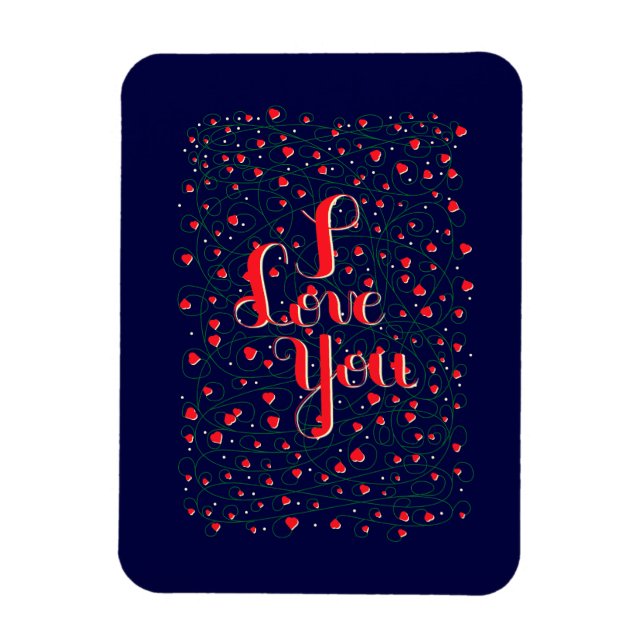 I Love You sign with flourish hearts Magnet (Vertical)