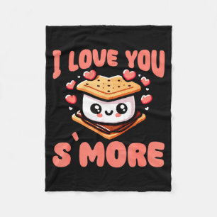 I Love You S'more Kawaii Marshmallow Fleece Blanket