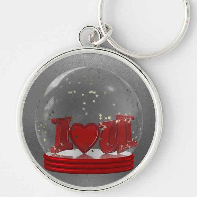 I Love You Snow Globe Key Ring (Front)