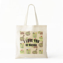 "I Love You So Matcha" Aesthetic Canvas Tote Bag -