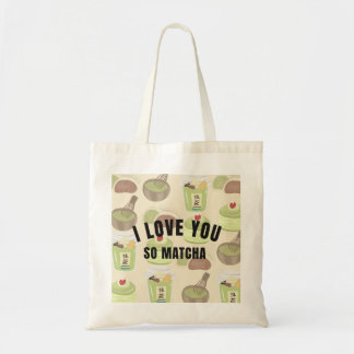 "I Love You So Matcha" Aesthetic Canvas Tote Bag -