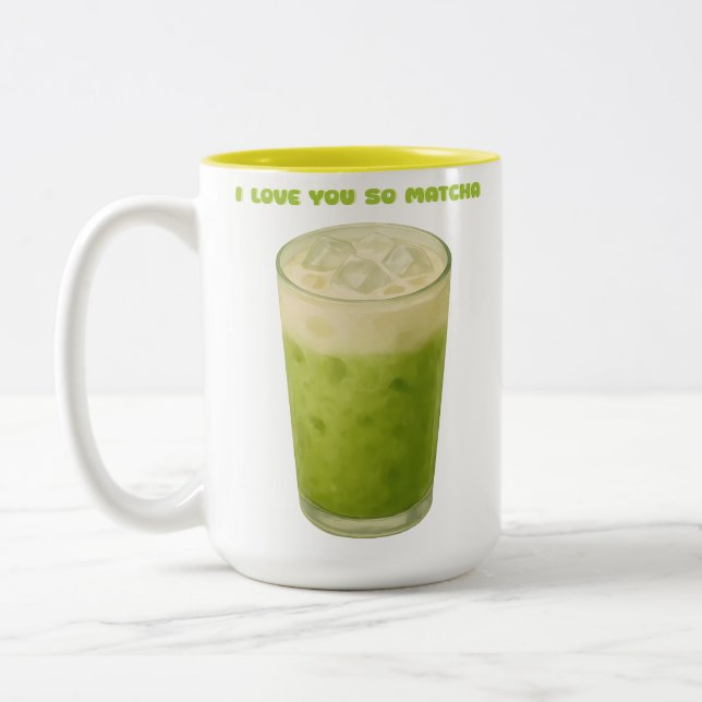 I LOVE YOU SO MATCHA, MATCHA GREEN TEA LOVE Two-Tone COFFEE MUG (Left)