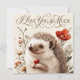 I Love You So Much: Hedgehog Heart Design Holiday Card