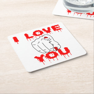 I Love You Square Paper Coaster