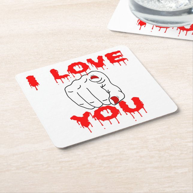 I Love You Square Paper Coaster (Angled)