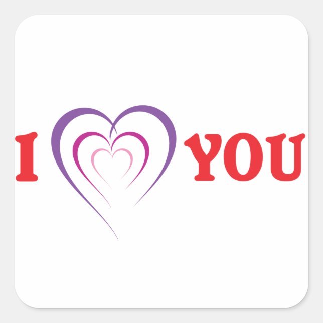 I Love You Square Sticker (Front)