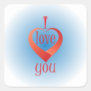 I love you square sticker