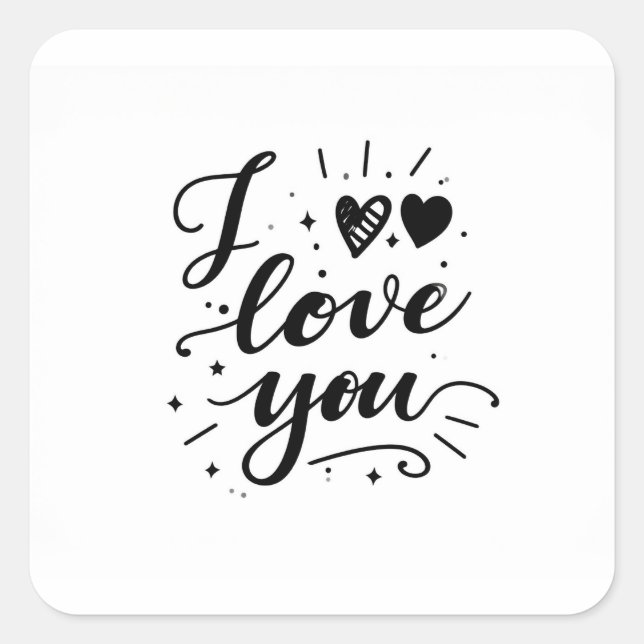 i love you square sticker (Front)