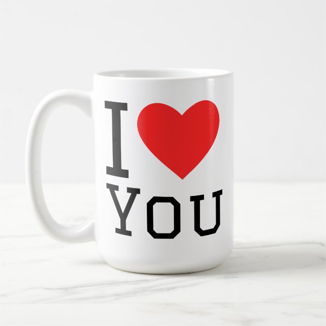 I love you square sticker coffee mug (Left)