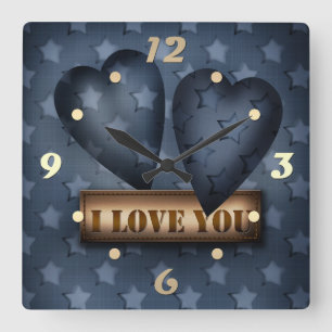 I love you square wall clock