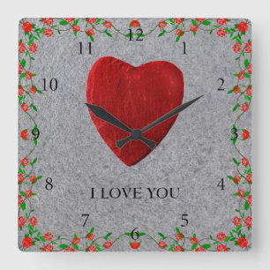 I love you square wall clock