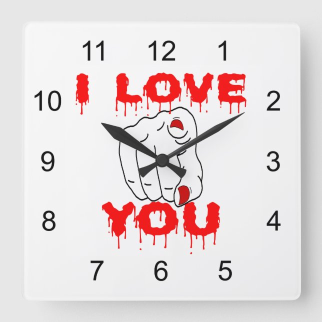 I Love You Square Wall Clock (Front)