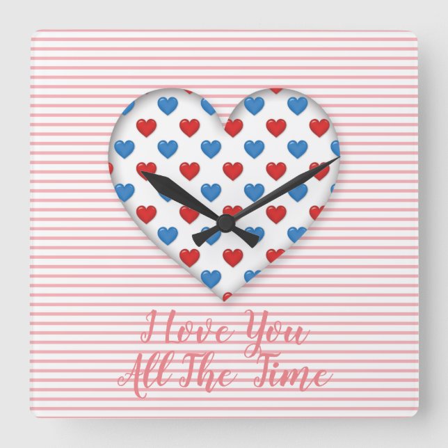 I Love You Square Wall Clock (Front)
