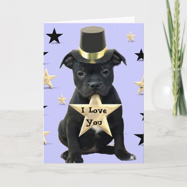 I Love You Staffordshire Bull Terrier card (Front)