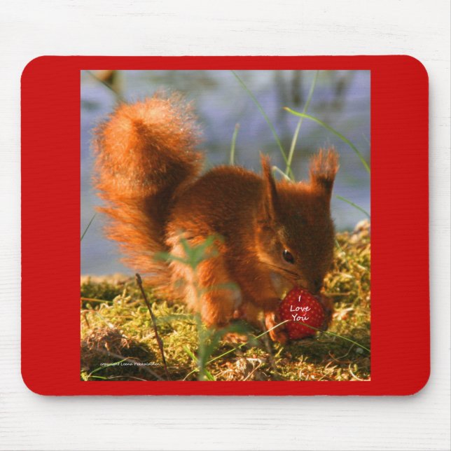 I Love You Strawberry Mouse Pad (Front)