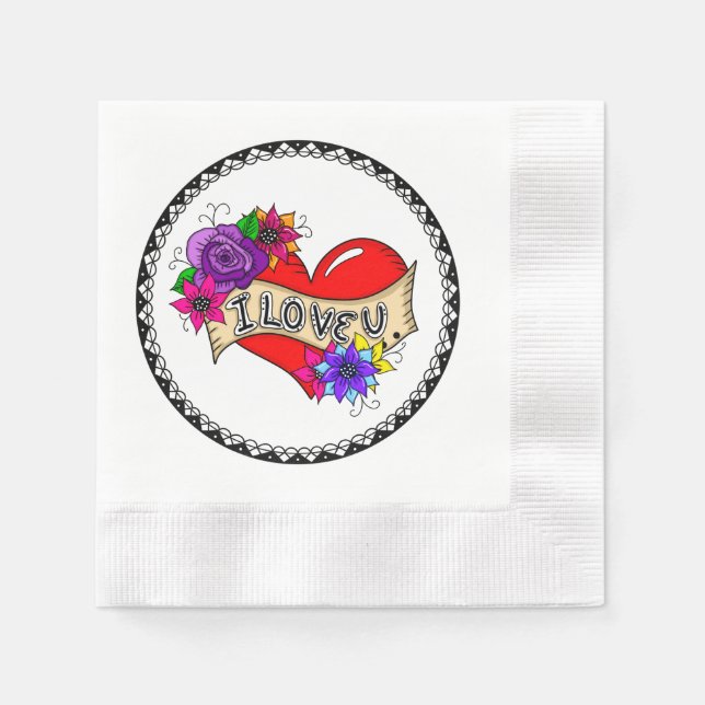 I Love You | Street Art Graffiti Urban Heart   Napkin (Front)