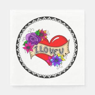 I Love You Street Art Graffiti Urban Heart Napkin