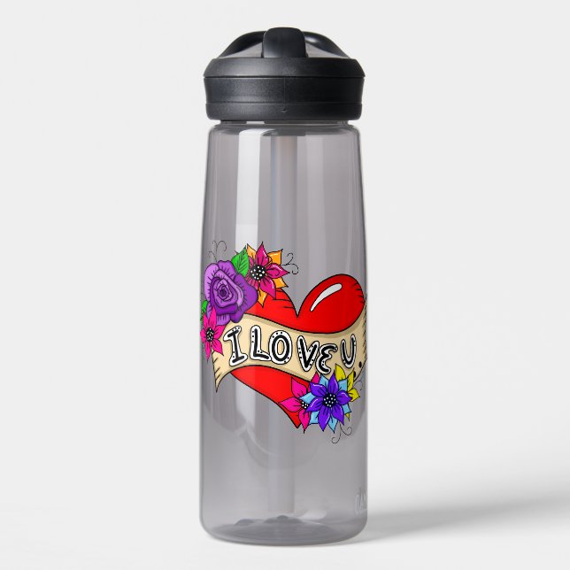I Love You | Street Art Urban Heart Water Bottle (Front)