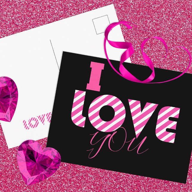 I Love You Stylish Trendy Chic Girly Font Script Postcard (Creator Uploaded)