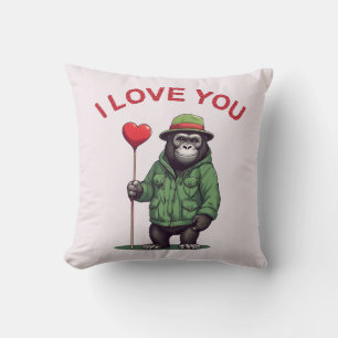 I Love You - Süßer schüchterner Gorilla mit Herz Cushion