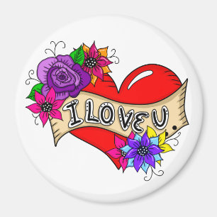 I Love You Tattoo Heart Art Personalised Magnet