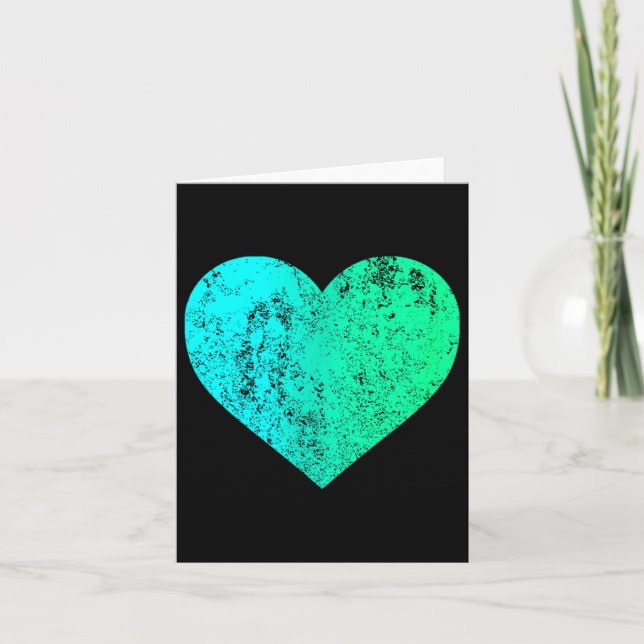 I Love You Teal Heart Distressed Valentine's Day  Card (Front)
