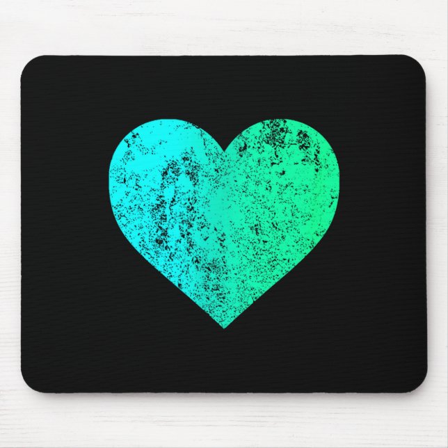 I Love You Teal Heart Distressed Valentine's Day  Mouse Pad (Front)