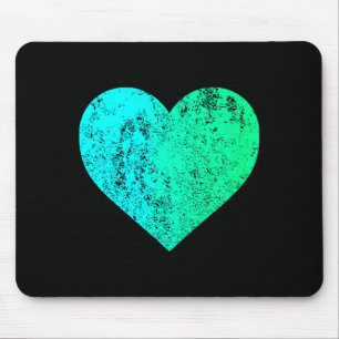 I Love You Teal Heart Distressed Valentines Day  Mouse Pad