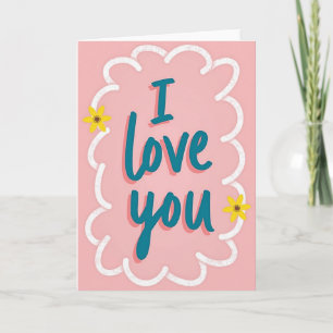 I Love You Teal Script Card