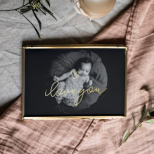 i love you TEXT GOLD HEART   custom photo Foil Prints