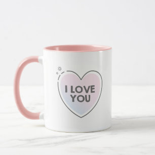 I love you text in cute heart mug