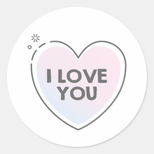 I love you text in heart frame icon classic round sticker