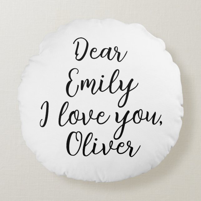  I Love You Text Template Round Cushion (Front)