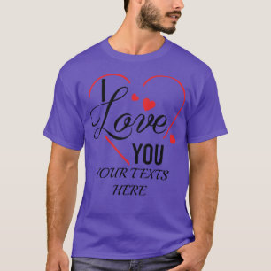I Love You text with red heart shape graphic for V T-Shirt