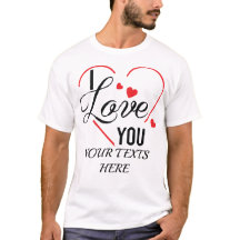 I Love You text with red heart shape graphic for V