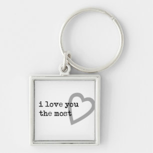 i love you the most modern black white heart key ring