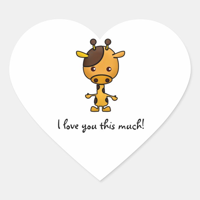 I Love You This Much Giraffe Heart Sticker (Front)