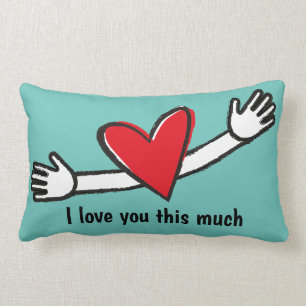 I Love You This Much Heart  Lumbar Cushion