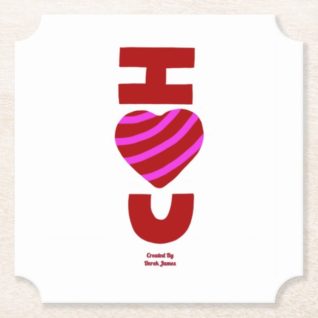 I Love You Ticket Paper Coaster (Front)